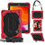 iPad 10.2 2021 / 2020 / 2019 Contrast Color Robot Shockproof Silicon + PC Protective Case with Holder & Shoulder Strap - Red Black