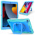 iPad 10.2 2021 / 2020 / 2019 Contrast Color Shockproof Robot Silicone + PC Case with Wristband Holder - Mint Green + Blue
