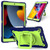 iPad 10.2 2021 / 2020 / 2019 Contrast Color Shockproof Robot Silicone + PC Case with Wristband Holder - Navy Blue + Yellow-green