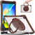 iPad 10.2 2021 / 2020 / 2019 Rotation Ring Handle TPU Hybrid Clear PC Tablet Case - Chocolate