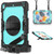 iPad 10.2 2021 / 2020 / 2019 Shockproof Silicone + PC Protective Case with Holder & Shoulder Strap & Pen Slot - Black + Light Blue
