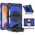 iPad 10.2 Shockproof Colorful Silica Gel + PC Protective Case with Holder & Shoulder Strap & Hand Strap & Pen Slot - Black+Blue