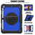 iPad 10.2 Shockproof Colorful Silica Gel + PC Protective Case with Holder & Shoulder Strap & Hand Strap & Pen Slot - Black+Blue