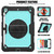 iPad 10.2 Shockproof Colorful Silica Gel + PC Protective Case with Holder & Shoulder Strap & Hand Strap & Pen Slot - Black+Teal