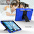 iPad 10.2 Shockproof Two-Color Silicone Protection Case with Holder & Pen Slot - Blue+Black