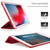 Three-folding Surface PU Leather TPU Matte Soft Bottom Case with Holder & Sleep / Wake-up Function iPad 10.2 2021 / 2020 / 2019 / iPad Pro 10.5 inch - Red