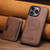 iPhone 12 Pro Max Suteni M3 Card Bag MagSafe Cowhide Texture Leather Phone Case - Brown