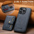 iPhone 12 Pro Max Suteni M4 Magnetic Card Bag MagSafe Leather Phone Case - Blue