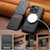 iPhone 12 Pro Suteni M5 Magnetic Card Bag MagSafe Leather Phone Case - Black