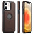 iPhone 12 Suteni G1 Cross Texture MagSafe Phone Case - Brown