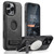 iPhone 13 Pro Suteni G2 Holder Denim Leather Back MagSafe Phone Case - Black