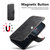 iPhone 13 Suteni Q05 2-in-1 Multi-function Detachable Wallet MagSafe Phone Case - Black