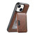 iPhone 14 Plus Suteni M3 Card Bag MagSafe Cowhide Texture Leather Phone Case - Brown