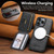 iPhone 14 Pro Max Suteni M3 Card Bag MagSafe Cowhide Texture Leather Phone Case - Black