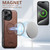 iPhone 14 Pro Suteni G5 Cowhide Leather MagSafe Magnetic Phone Case - Brown