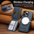 iPhone 14 Pro Suteni M3 Card Bag MagSafe Cowhide Texture Leather Phone Case - Blue