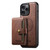 iPhone 14 Pro Suteni M4 Magnetic Card Bag MagSafe Leather Phone Case - Brown