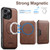 iPhone 14 Suteni M3 Card Bag MagSafe Cowhide Texture Leather Phone Case - Brown