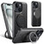 iPhone 15 Plus Suteni G3 Carbon Fiber Leather 360 Rotation Holder MagSafe Phone Case - Black