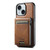 iPhone 15 Plus Suteni H19 Oil Wax 2-in-1 MagSafe Removable Card Box Back Phone Case - Brown