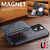 iPhone 15 Plus Suteni M3 Card Bag MagSafe Cowhide Texture Leather Phone Case - Blue