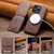 iPhone 15 Plus Suteni M5 Magnetic Card Bag MagSafe Leather Phone Case - Brown