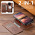 iPhone 15 Plus Suteni Q05 2-in-1 Multi-function Detachable Wallet MagSafe Phone Case - Brown