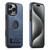 iPhone 15 Pro Suteni G2 Holder Denim Leather Back MagSafe Phone Case - Blue
