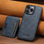 iPhone 15 Pro Suteni M3 Card Bag MagSafe Cowhide Texture Leather Phone Case - Blue