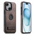 iPhone 15 Suteni G2 Holder Denim Leather Back MagSafe Phone Case - Brown