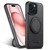 iPhone 15 Suteni G3 360 Rotation Holder MagSafe Denim Leather Back Phone Case - Black