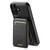 iPhone 16 Plus Suteni H15 MagSafe Oil Eax Leather Detachable Wallet Back Phone Case - Black