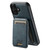 iPhone 16 Plus Suteni H15 MagSafe Oil Eax Leather Detachable Wallet Back Phone Case - Blue