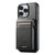 iPhone 16 Pro Max Suteni H19 Oil Wax 2-in-1 MagSafe Removable Card Box Back Phone Case - Black
