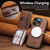 iPhone 16 Pro Max Suteni M3 Card Bag MagSafe Cowhide Texture Leather Phone Case - Brown
