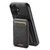 iPhone 16 Suteni H02 Leather Wallet Stand Back Phone Case - Black