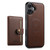 iPhone 16 Suteni H20 Cross-Grain MagSafe Horizontal Card Bag Back Phone Case - Brown