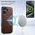 iPhone 16 Suteni H20 Cross-Grain MagSafe Horizontal Card Bag Back Phone Case - Brown