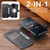iPhone 16 Suteni Q05 2-in-1 Multi-function Detachable Wallet MagSafe Phone Case - Black