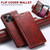 iPhone 16e Suteni Baroque Calf Texture Buckle Wallet Leather Phone Case - Red
