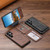 Samsung Galaxy S24 Ultra 5G Suteni M3 Card Bag MagSafe Cowhide Texture Leather Phone Case - Blue