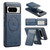 Google Pixel 7 Pro Fierre Shann Cowhide Vertical Flip Magnetic Card Holder Phone Case - Blue