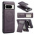 Google Pixel 8 Pro Fierre Shann Cowhide Vertical Flip Magnetic Card Holder Phone Case - Purple