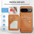 Google Pixel 9 / 9 Pro Fierre Shann Cowhide Horizontal Flip Magnetic Card Holder Phone Case - Brown