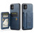 iPhone 11 Fierre Shann Oil Wax Cow Leather Card Holder Back Phone Case - Blue iPhone 11 Fierre Shann Oil Wax Cow Leather Card Holder Back Phone Case - Blue
