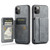 iPhone 11 Pro Fierre Shann Oil Wax Cow Leather Card Holder Back Phone Case - Grey