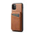 iPhone 11 Pro Max Fierre Shann Cowhide Vertical Flip Magnetic Card Holder Phone Case - Brown iPhone 11 Pro Max Fierre Shann Cowhide Vertical Flip Magnetic Card Holder Phone Case - Brown