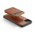 iPhone 11 Pro Max Fierre Shann Cowhide Vertical Flip Magnetic Card Holder Phone Case - Brown