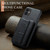 iPhone 11 Pro Max Fierre Shann Oil Wax Cow Leather Card Holder Back Phone Case - Black