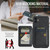 iPhone 11 Pro Max Fierre Shann Oil Wax Cow Leather Card Holder Back Phone Case - Black